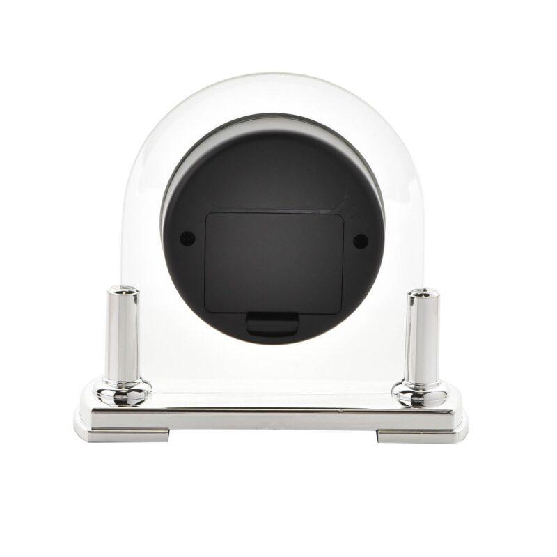 ZEGAR STOJĄCY szklana podstawa srebrna tarcza klasyczny3