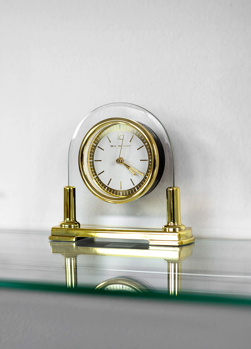 ZEGAR STOJĄCY szklana podstawa złota tarcza klasyczny ZEGAR STOJĄCY szklana podstawa złota tarcza klasyczny