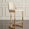 KRZESŁO barowe tapicerowane kremowa skóra złote nogi styl glamour
