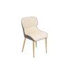 Krzesło tapicerowane kremowa skóra szare boki złote nogi styl glamour