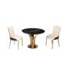 Krzesło tapicerowane kremowa skóra szare boki złote nogi styl glamour 2
