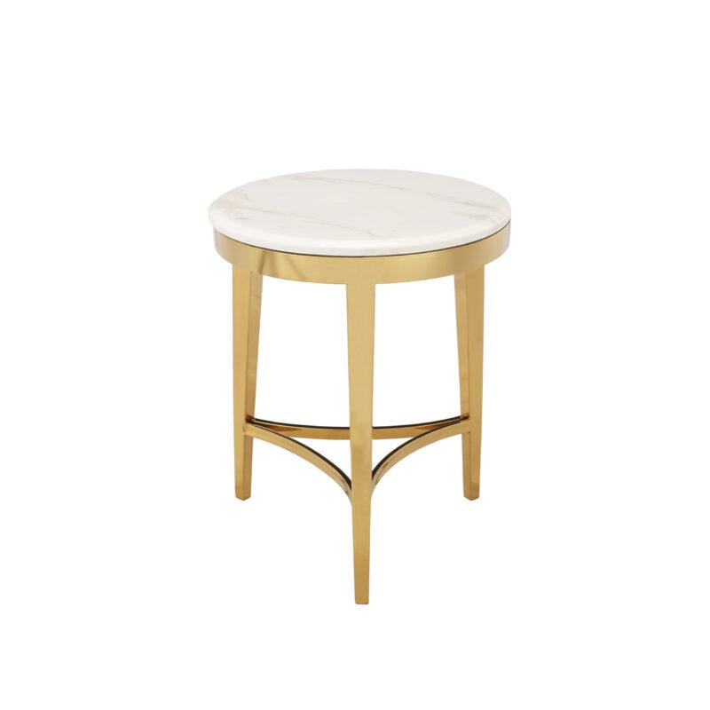 STOLIK POMOCNICZY marmurowy blat złota podstawa styl glamour