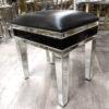 TABORET srebrne nogi czarne materiałowe siedzisko styl glamour 2