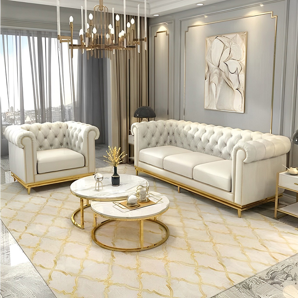 ZESTAW STOLIKÓW KAWOWYCH marmurowy blat złota podstawa styl glamour ZESTAW STOLIKÓW KAWOWYCH marmurowy blat złota podstawa styl glamour, ekskluzywne