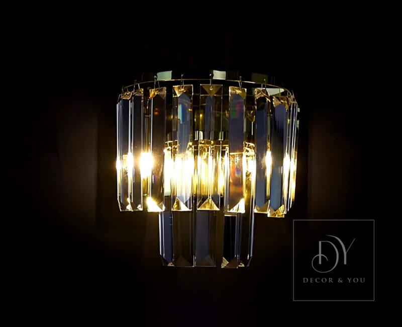 KINKIET WALES glamour ze złotą podstawą i szklanymi elementami