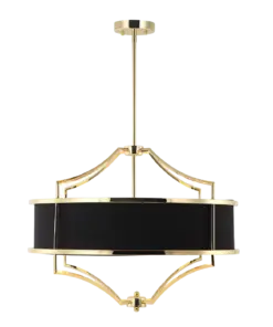 LAMPA WISZĄCA STESSO GOLD NERO M złota oprawa czarny klosz nowoczesna glamour