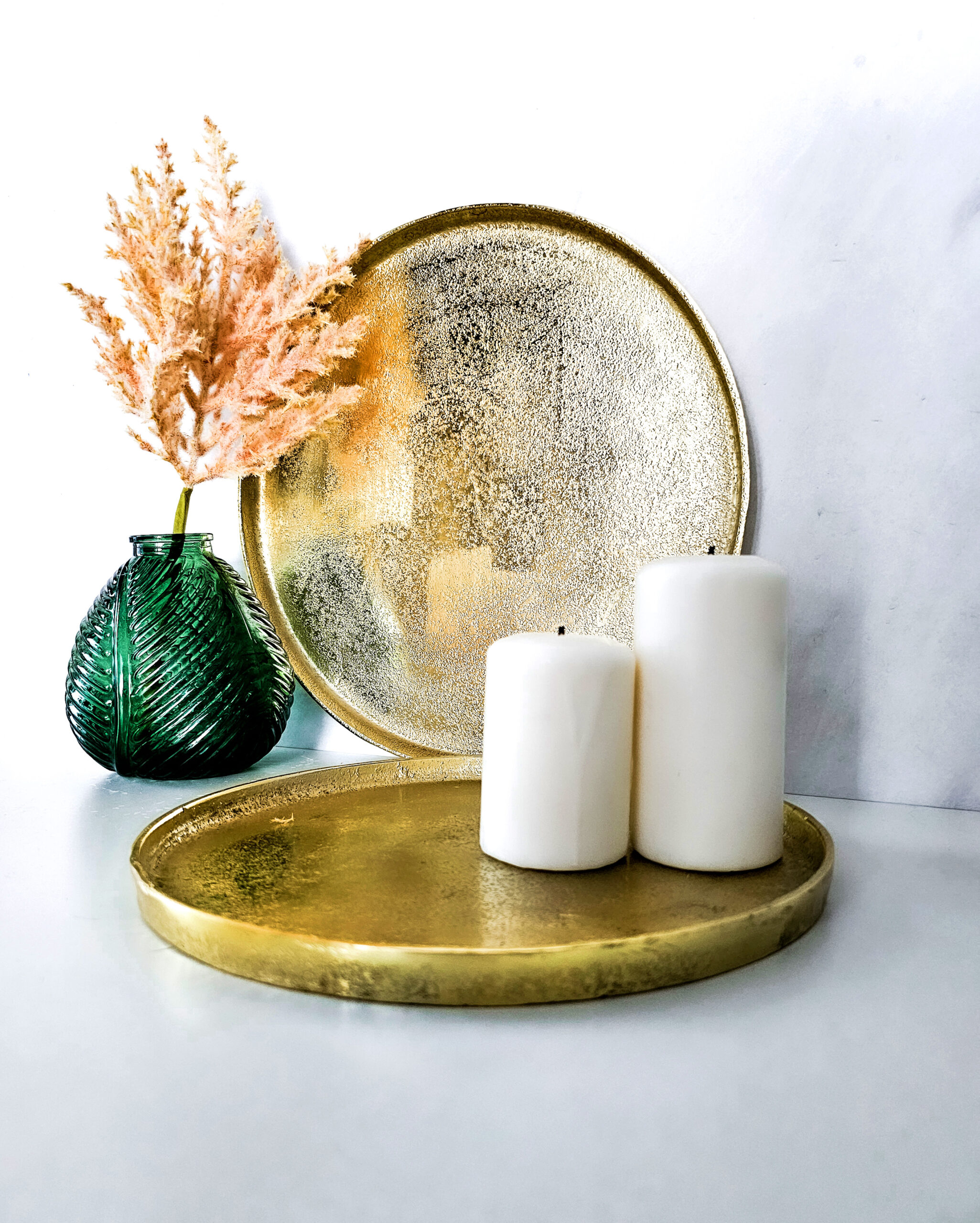 tace-okragle--zestaw-2-sztuki-metalowe-przecierane-zloto-aluminiowe-z-unikalna-faktura