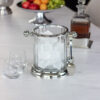 COOLER szklany ze srebrnymi elementami glamour, dekoracyjny