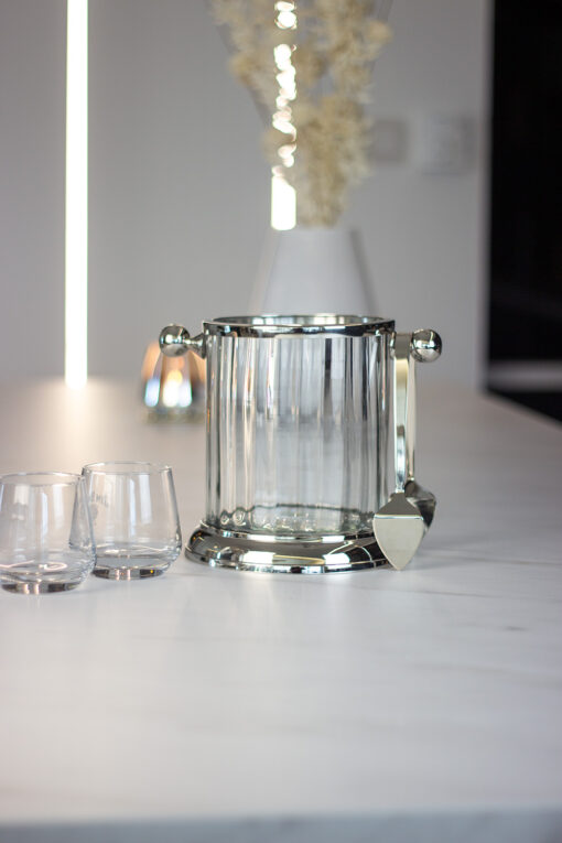 COOLER szklany ze srebrnymi elementami glamour, wyjątkowy
