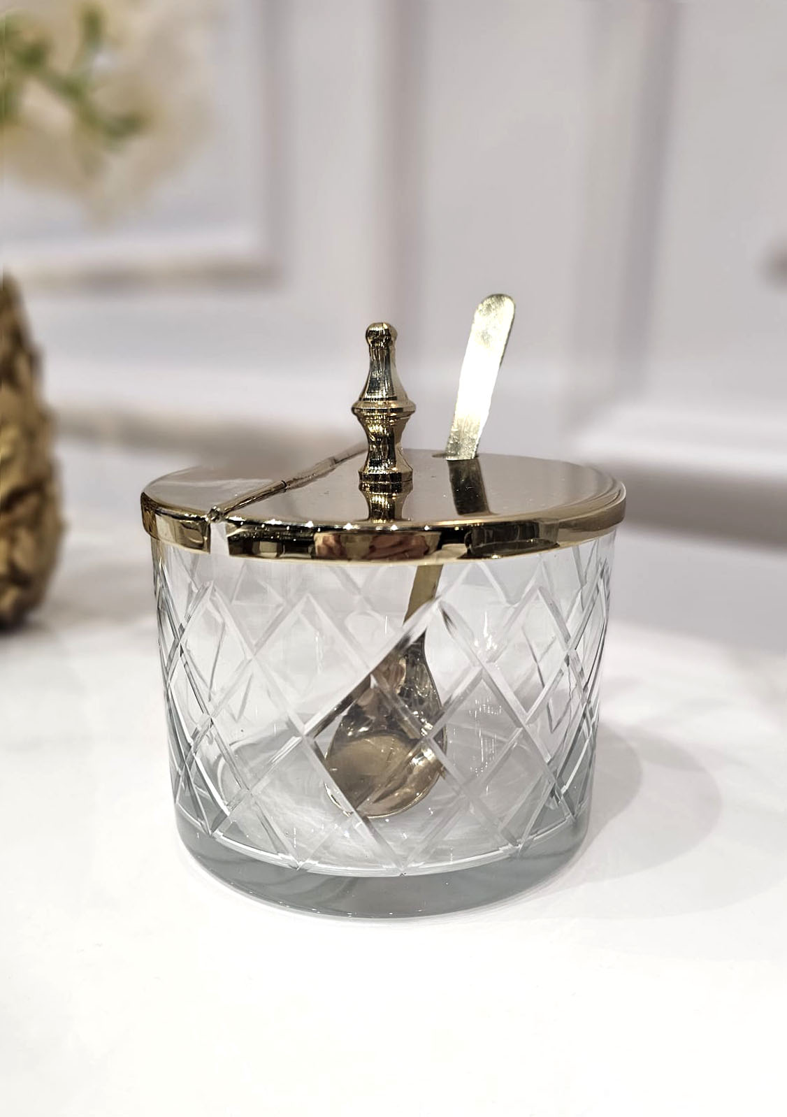 CUKIERNICZKA z łyżeczką złota z niklu CUKIERNICZKA z łyżeczką złota z niklu