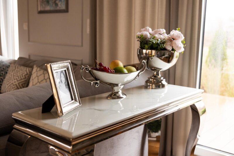 PATERA podłużna srebrna z niklu klasyczna 4