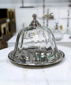 PATERA srebrna ze szklaną osłonką klasyczna duża