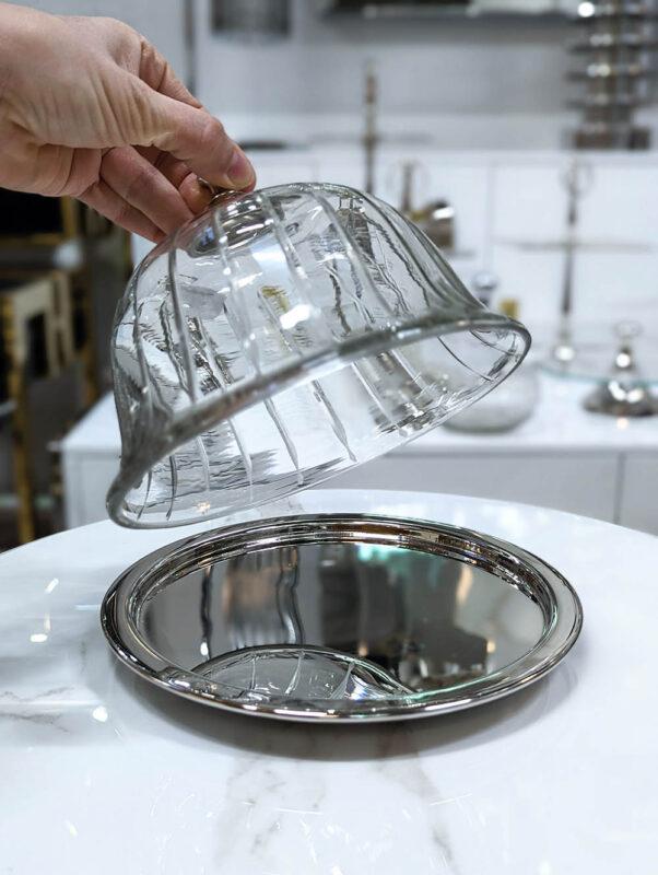 PATERA srebrna ze szklaną osłonką klasyczna mała 3 PATERA srebrna ze szklaną osłonką klasyczna mała 3