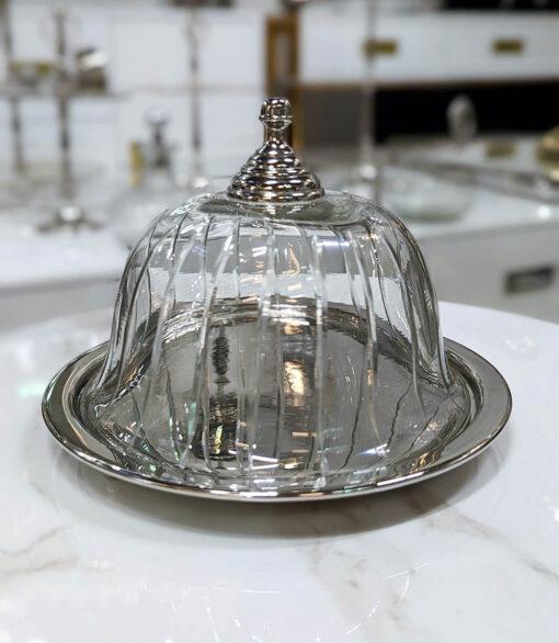 PATERA srebrna ze szklaną osłonką klasyczna mała