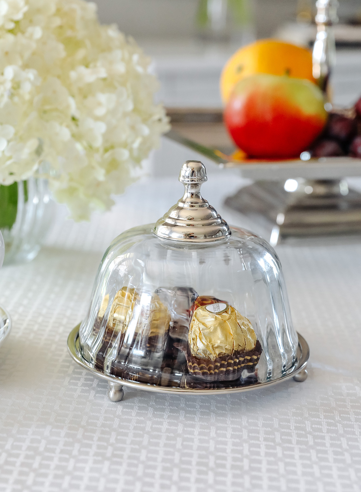 PATERA srebrna ze szklaną osłonką klasyczna, mała PATERA srebrna ze szklaną osłonką klasyczna, mała