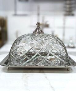 PATERA srebrna ze szklaną ozdobną osłonką klasyczna 2