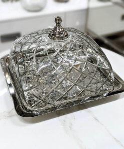 PATERA srebrna ze szklaną ozdobną osłonką klasyczna
