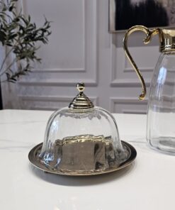 PATERA złota z uchwytem i szklaną osłonką klasyczna, ekskluzywna