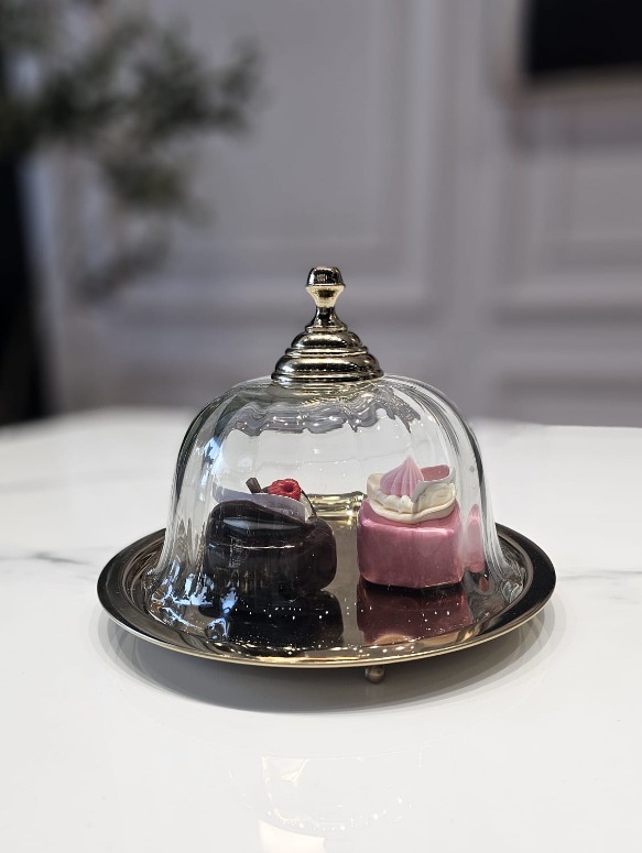 PATERA złota z uchwytem i szklaną osłonką klasyczna