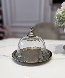 PATERA złota z uchwytem i szklaną osłonką klasyczna, wyjątkowa