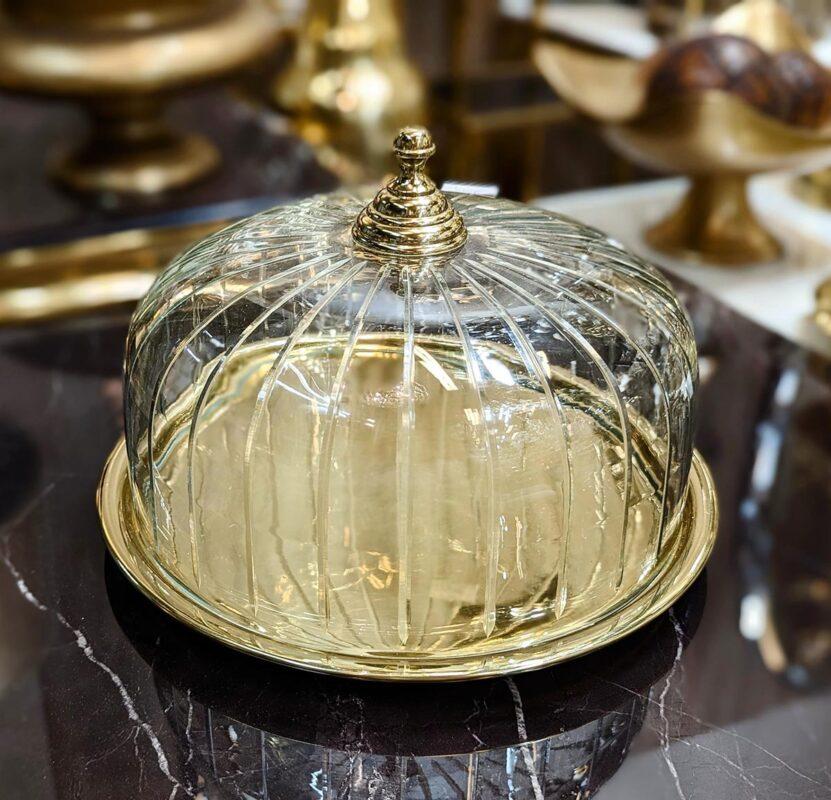 PATERA złota ze szklaną osłonką klasyczna