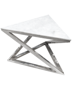 STOLIK KAWOWY trójkątny srebrny marmurowy blat glamour