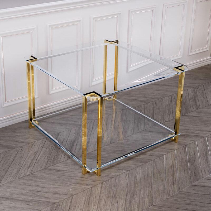 STOLIK KAWOWY złoto strebrny szklany blat styl glamour śr STOLIK KAWOWY złoto strebrny szklany blat styl glamour śr