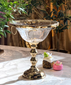 WAZON PATERA szklany złoty kształt pucharu glamour