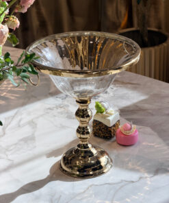 WAZON PATERA szklany złoty kształt pucharu glamour, piękny