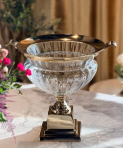 WAZON SZKLANY PUCHAR ze złotym detalem nowoczesny