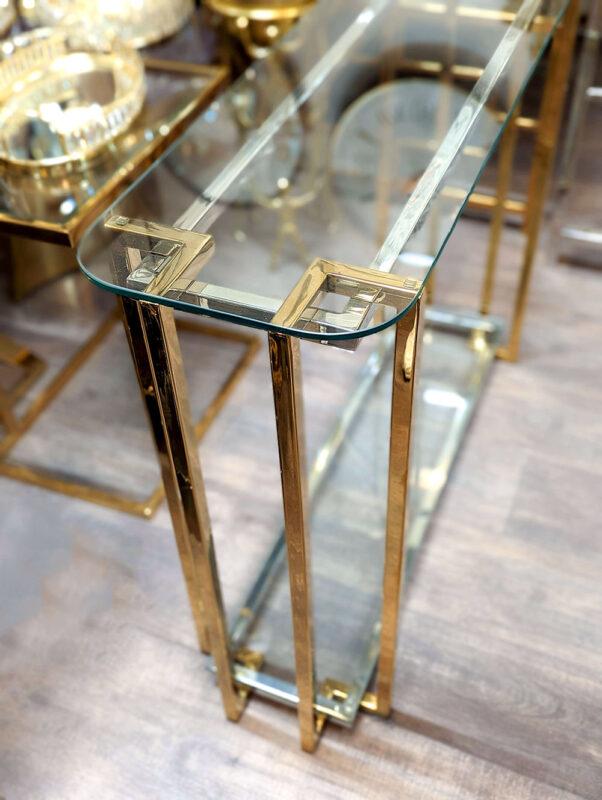 konsola-zloto-srebrna konsola-zloto-srebrna-nowoczesna-do-salaonu-wysoki-polysk