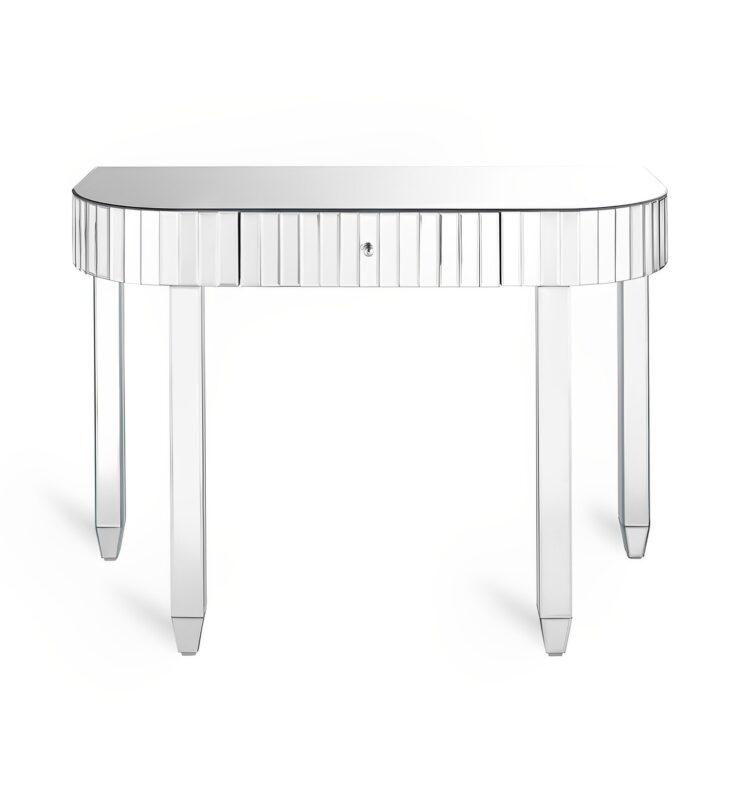 Konsola-lustrzana-srebrna- w-stylu- nowoczesnym- glamour - optycznie powiększa pomieszczenia