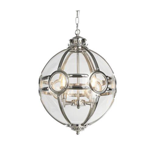 lampa-wisząca- srebrna kula stal nierdzewna-szkło idealna do wnętrz w stylu glamour