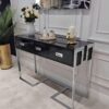 KONSOLA Espiro Nero Silver prostokątna srebrne błyszczące wykończenie styl glamour – czarna