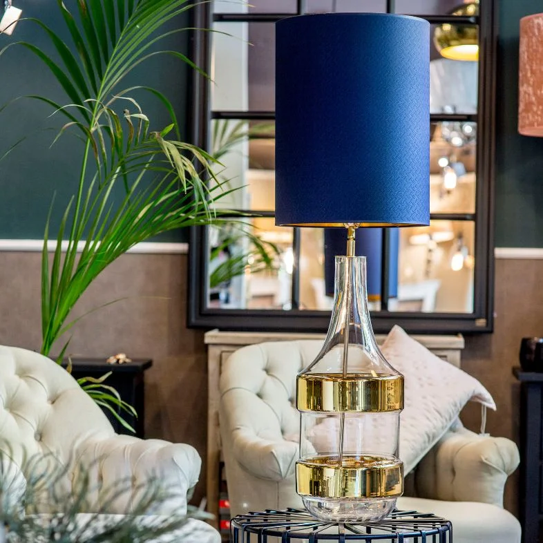 LAMPA STOŁOWA 4concepts Biaritz Złota Glamour Granatowy Abażur LAMPA STOŁOWA 4concepts Biaritz Złota Glamour Granatowy Abażur