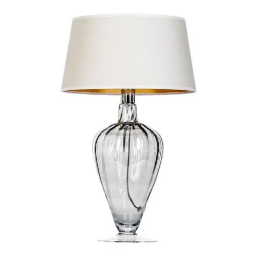 LAMPA STOŁOWA 4concepts Bristol Transparentna Czerń Glamour Beżowy Abażur
