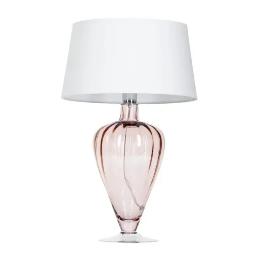 LAMPA STOŁOWA 4concepts Bristol Transparentna Miedź Piękna Biały Abażur