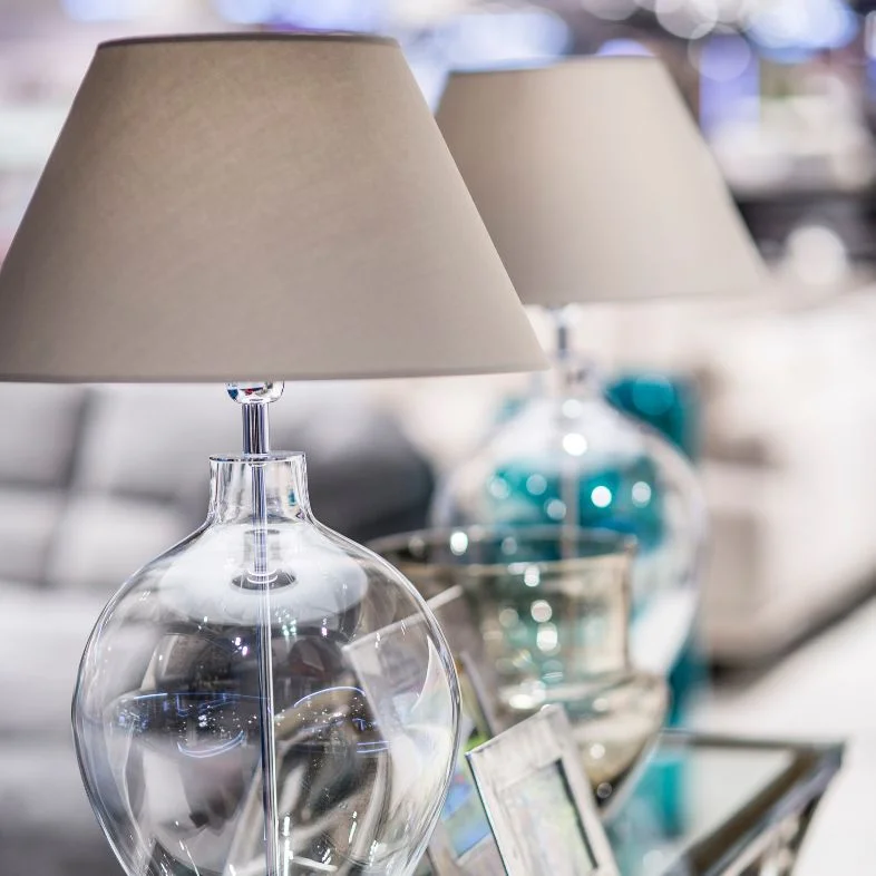 LAMPA STOŁOWA 4concepts Capri 40 20×22 cm Glamour Szary Abażur