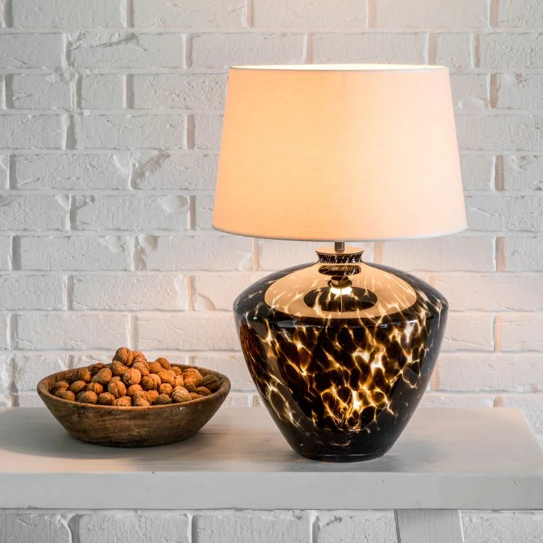 LAMPA STOŁOWA 4concepts Ravenna Szklana Beżowy Abażur