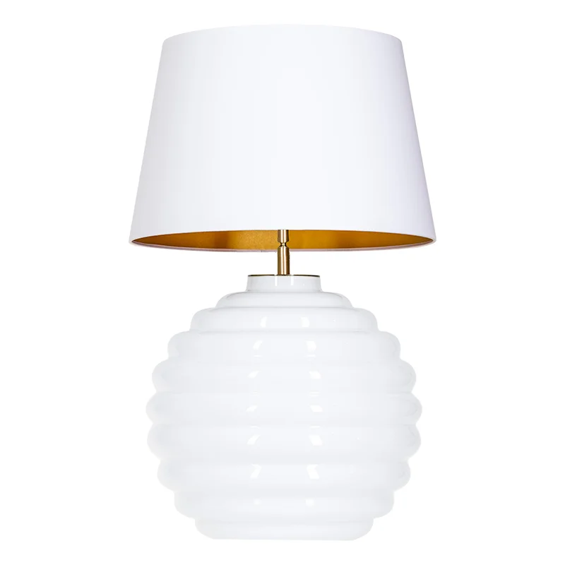 LAMPA STOŁOWA 4concepts Saint Tropez Biała Biało Złoty Abażur Szklana LAMPA STOŁOWA 4concepts Saint Tropez Biała Biało Złoty Abażur Szklana