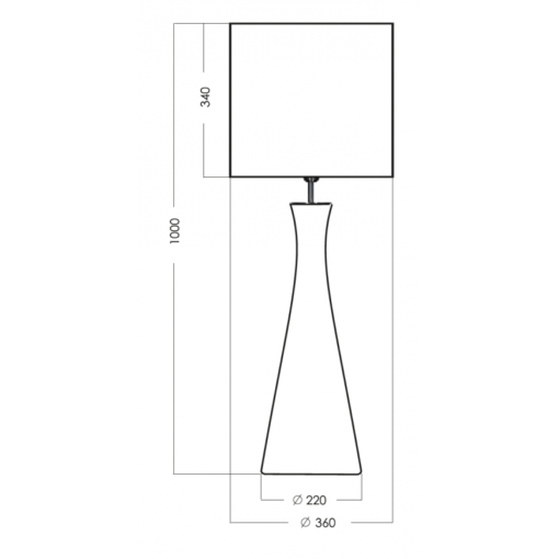 LAMPA STOŁOWA 4concepts Chianti Transparentna 45/34x30 cm wymiary2