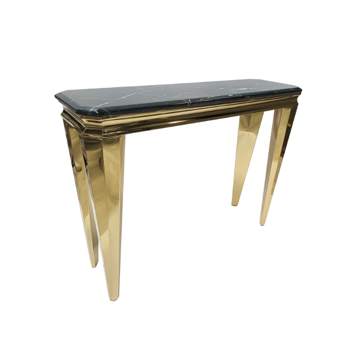 KONSOLA złota, elegancka, prostokątna, marmurowy blat, glamour unikalna