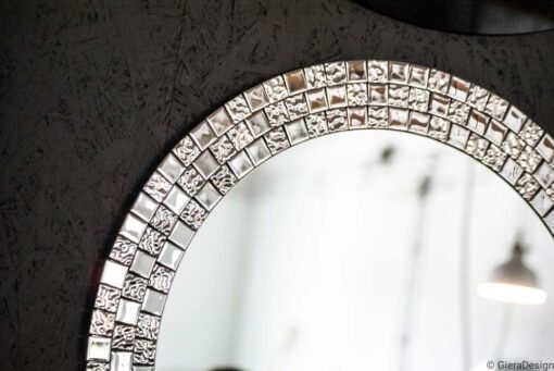 Lustro-Ścienne-Aurea-Silver-Okrągłe-Szklana-Mozaika-Ekskluzywne