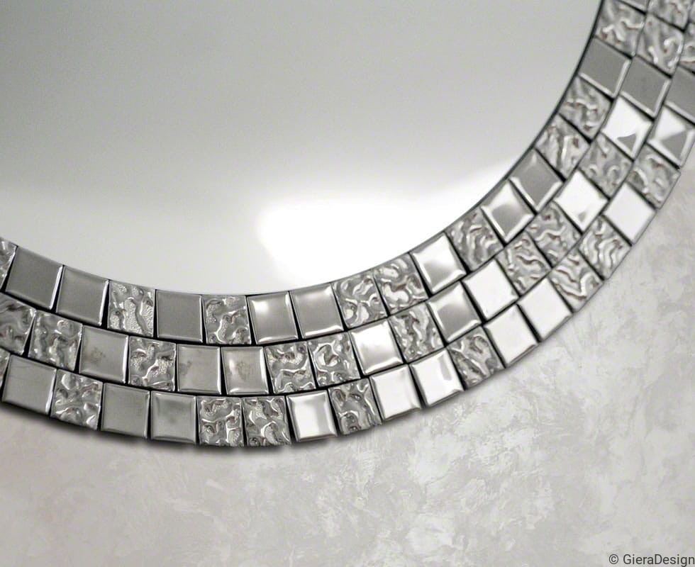 Lustro-Ścienne-Aurea-Silver-Okrągłe-Szklana-Mozaika-Ozdobne Lustro-Ścienne-Aurea-Silver-Okrągłe-Szklana-Mozaika-Elegnackie