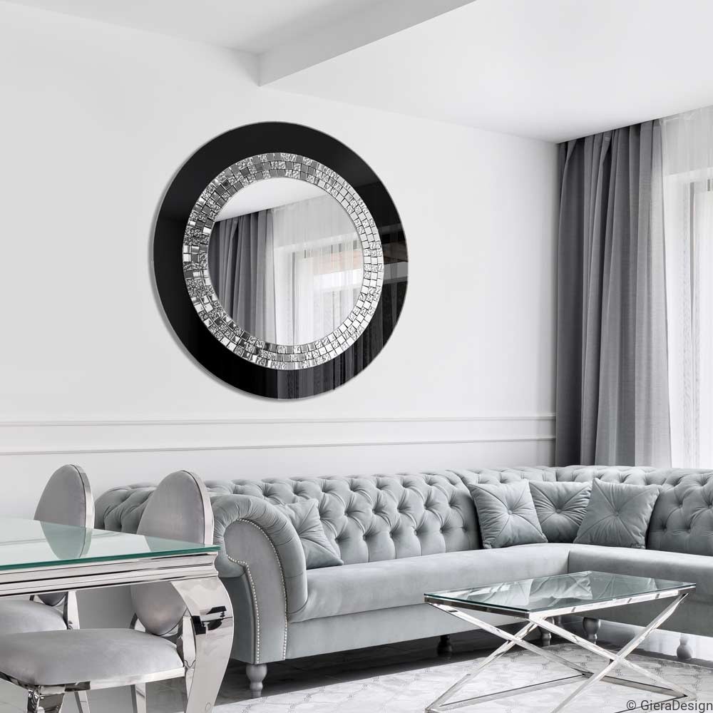 Lustro-Ścienne-Glamour-Czarne-Okrągłe-Eleganckie-Do-Salonu Lustro-Ścienne-Glamour-Czarne-Okrągłe-Eleganckie-Nowoczesne