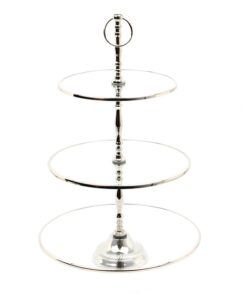 Alternative view of PATERA potrójna, okrągła, srebrne wykończenia, szklana