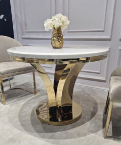 STOL-zloty-okragly-Amelie-do-jadalni-unikatowy-ksztalt-podstawy-blat-konglomerat-marmurowy-glamour-premium