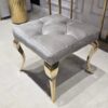 TABORET Lyon tapicerowany, pikowany, złote nogi, stal nierdzewna, glamour kaszmir
