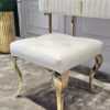 TABORET Lyon tapicerowany, pikowany, złote nogi, stal nierdzewna, glamour krem 1
