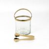 COOLER szklany ze szczypcami i rączką, złote elementy, elegancki